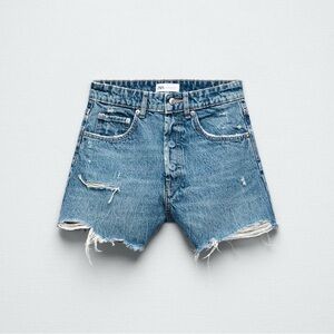 Zara high waisted Distressed Denim Shorts